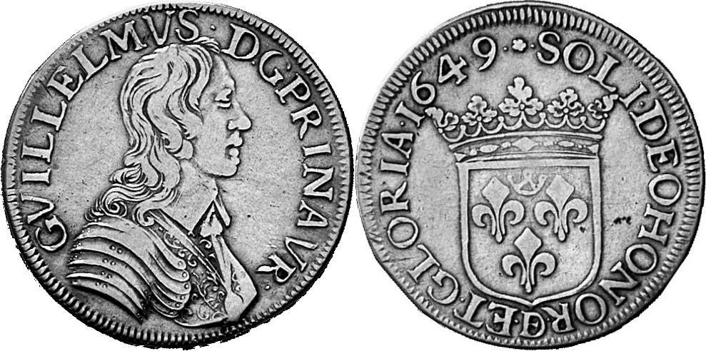 FRANKREICH/FEODALES ORANGE Guillaume IX, 1647-1650. Ecu 1649.
