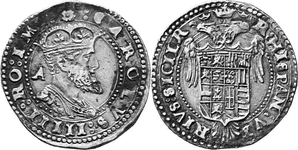 ITALIEN NEAPEL UND SIZILIEN Karl V., 1516-1556. Testone o. J.