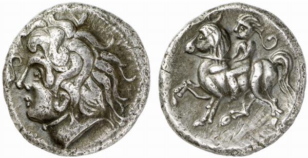 PANNONIA AR-Tetradrachme, Typ Lysimachoskopf, Ende 3. Jahrhundert v. Chr.;