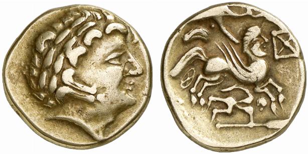GALLIA AULERCI CENOMANI. AV-Stater, 2. Jahrhundert v. Chr.;