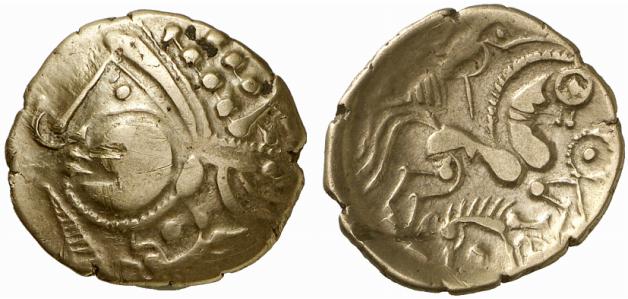 GALLIA AULERCI EBUROVICES. AV-1/2 Stater, 2./1. Jahrhundert v. Chr.;