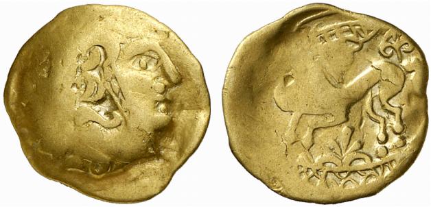 BELGICA BELLOVACI. AV-1/4 Stater, 2./1. Jahrhundert v. Chr.;