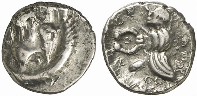 GERMANIA ANONYM. AR-Quinar, Typ Nauheim, 100/50 v. Chr.;