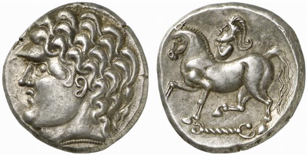 PANNONIA AR-Tetradrachme, Typ Reiterstumpf/Kroisbach, Ende 3. Jahrhundert v. Chr.;
