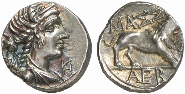 GALLIA MASSALIA. AR-Tetrobol, 121/82 v. Chr.;