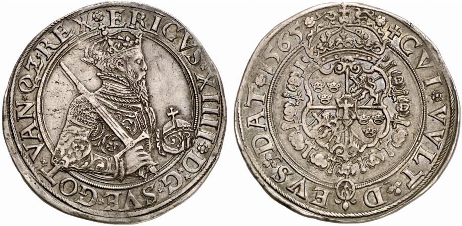 SCHWEDEN KÖNIGREICH Erik XIV., 1560-1568. Daler 1565, Stockholm.
