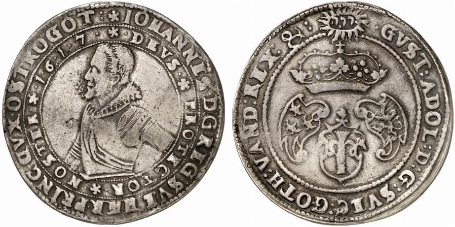 SCHWEDEN KÖNIGREICH Johan, Herzog von Östergötland, 1606-1618. Riksdaler 1617, Söderköping,