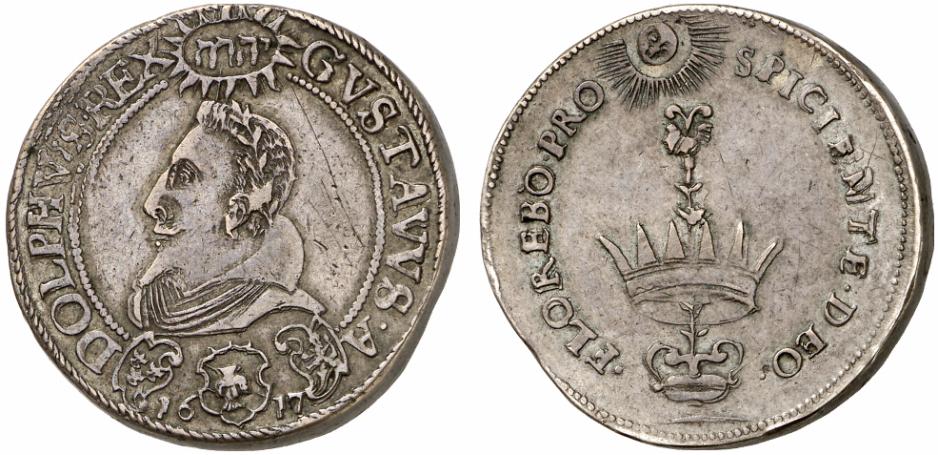 SCHWEDEN KÖNIGREICH Gustav II. Adolf, 1611-1632. Dicker Riksdaler 1617, Stockholm,