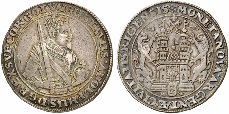 BALTIKUM RIGA Unter Schweden. Gustav II. Adolf, 1621-1632. Reichstaler 1630.