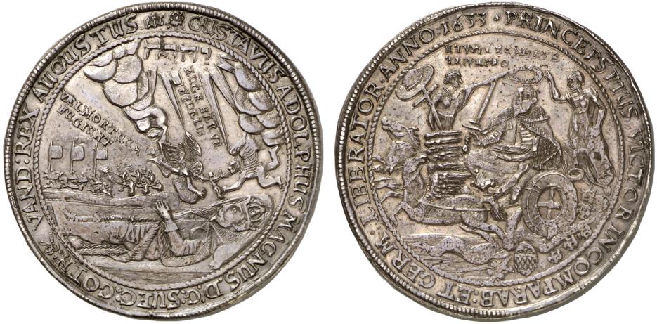 POMMERN WOLGAST Unter Schweden. Gustav II. Adolf, 1631-1632. Dicker Reichstaler 1633,