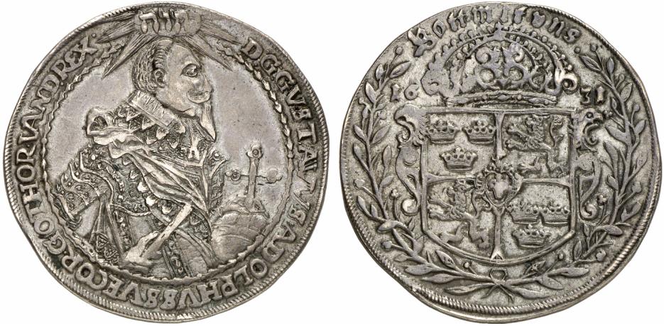 WÜRZBURG BISTUM Unter schwedischer Besatzung. Gustav II. Adolf von Schweden, 1631-1632. Reichstaler 1631.