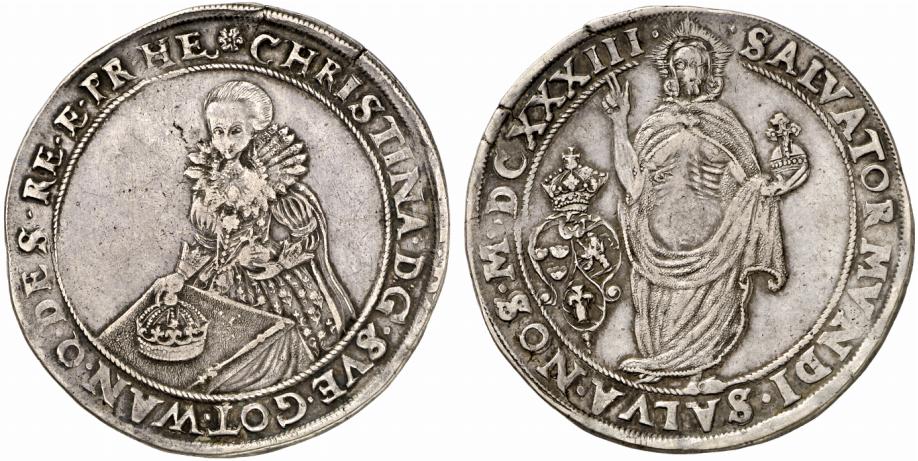 SCHWEDEN KÖNIGREICH Christina, 1632-1654. Riksdaler 1633, Stockholm.