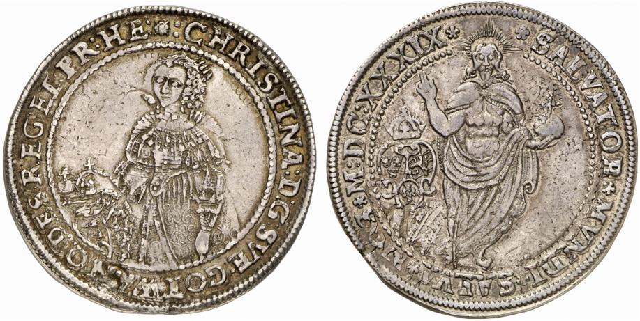 SCHWEDEN KÖNIGREICH Christina, 1632-1654. Riksdaler 1639, Sala.
