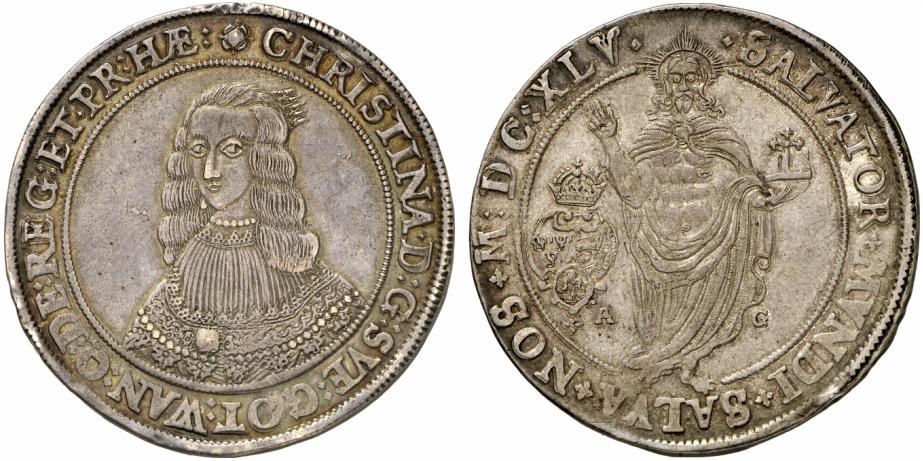 SCHWEDEN KÖNIGREICH Christina, 1632-1654. Riksdaler 1645, Stockholm.