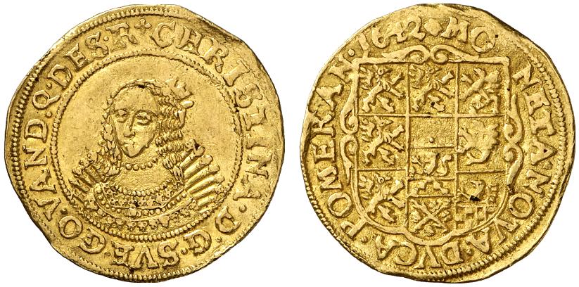 POMMERN Christina, 1637-1654. Dukat 1642, Stettin.