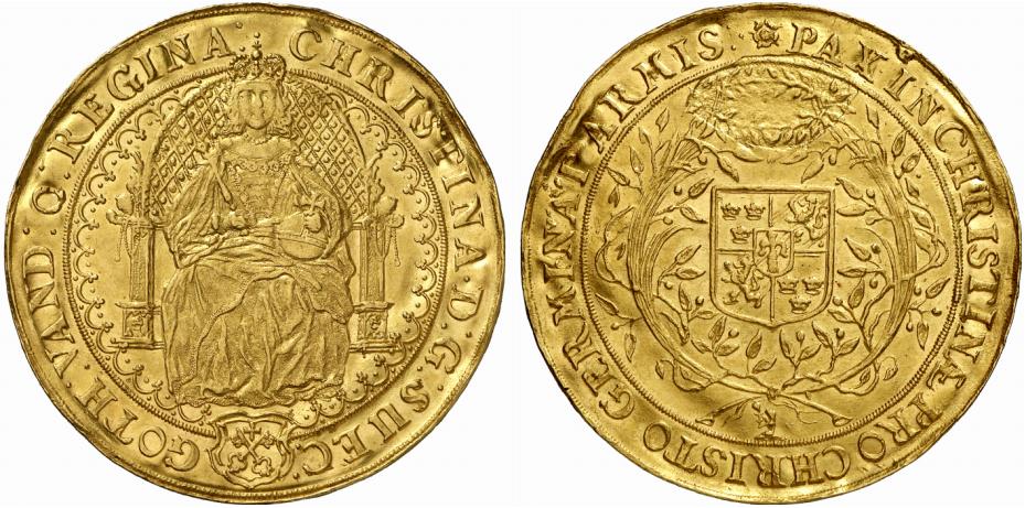 BALTIKUM RIGA Christina, 1632-1654. Rose Ryal (4 Dukaten) o. J. (nach 1648),