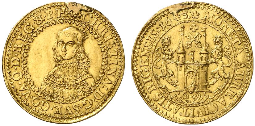 BALTIKUM RIGA Unter Schweden. Christina, 1632-1654. Dukat 1643.