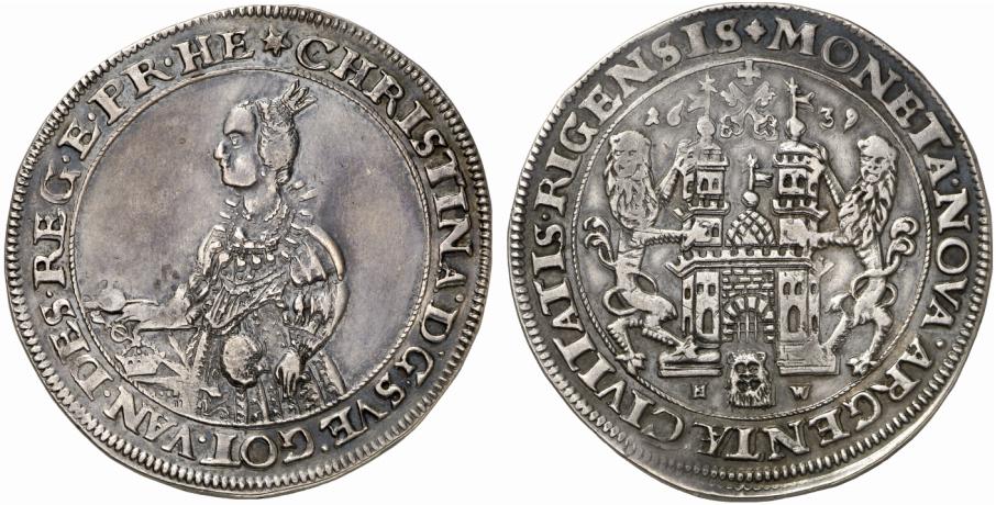 BALTIKUM RIGA Unter Schweden. Christina, 1632-1654. Reichstaler 1639.