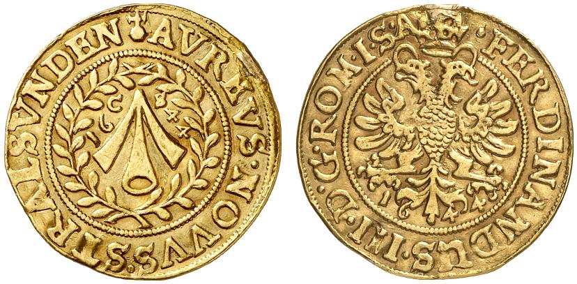 STRALSUND STADT Unter Schweden. Christina, 1637-1654. Dukat 1644,