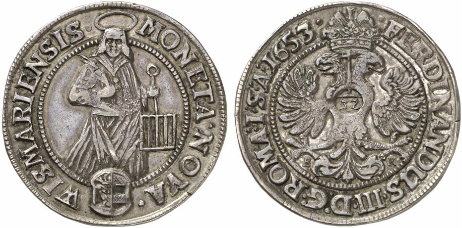 WISMAR STADT Unter Schweden. Christina, 1648-1654. Reichstaler (32 Schilling) 1653,