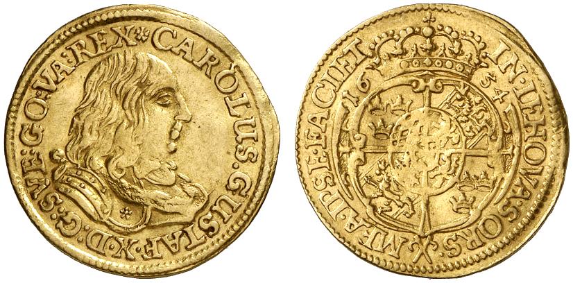 SCHWEDEN KÖNIGREICH Karl X. Gustav, 1654-1660. Dukat 1654, Stockholm.