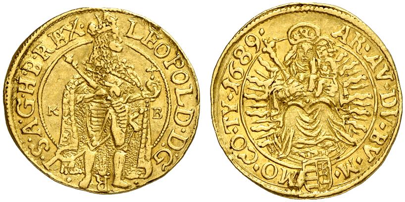 RÖMISCH-DEUTSCHES REICH Leopold I., 1657-1705. Dukat 1689 KB, Kremnitz.