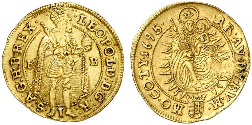 RÖMISCH-DEUTSCHES REICH Leopold I., 1657-1705. Dukat 1695 KB, Kremnitz.