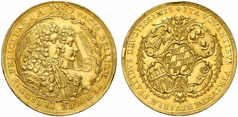 BAYERN HERZOGTUM Maximilian II. Emanuel, 1679-1726. 5 Dukaten o. J. (1685), München.