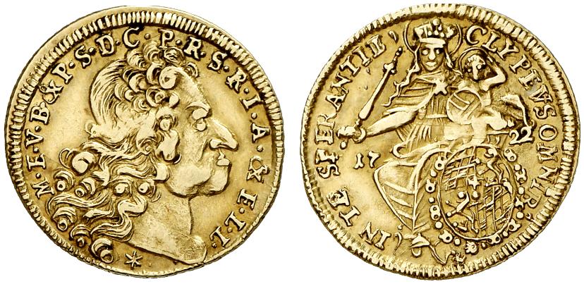 BAYERN HERZOGTUM Maximilian II. Emanuel, 1679-1726. 1/2 Max d'or 1722, München.