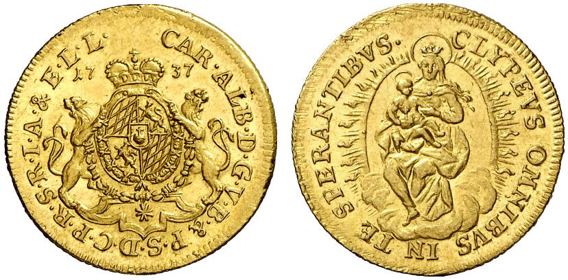 BAYERN HERZOGTUM Karl Albert, 1726-1745. Dukat 1737, München.