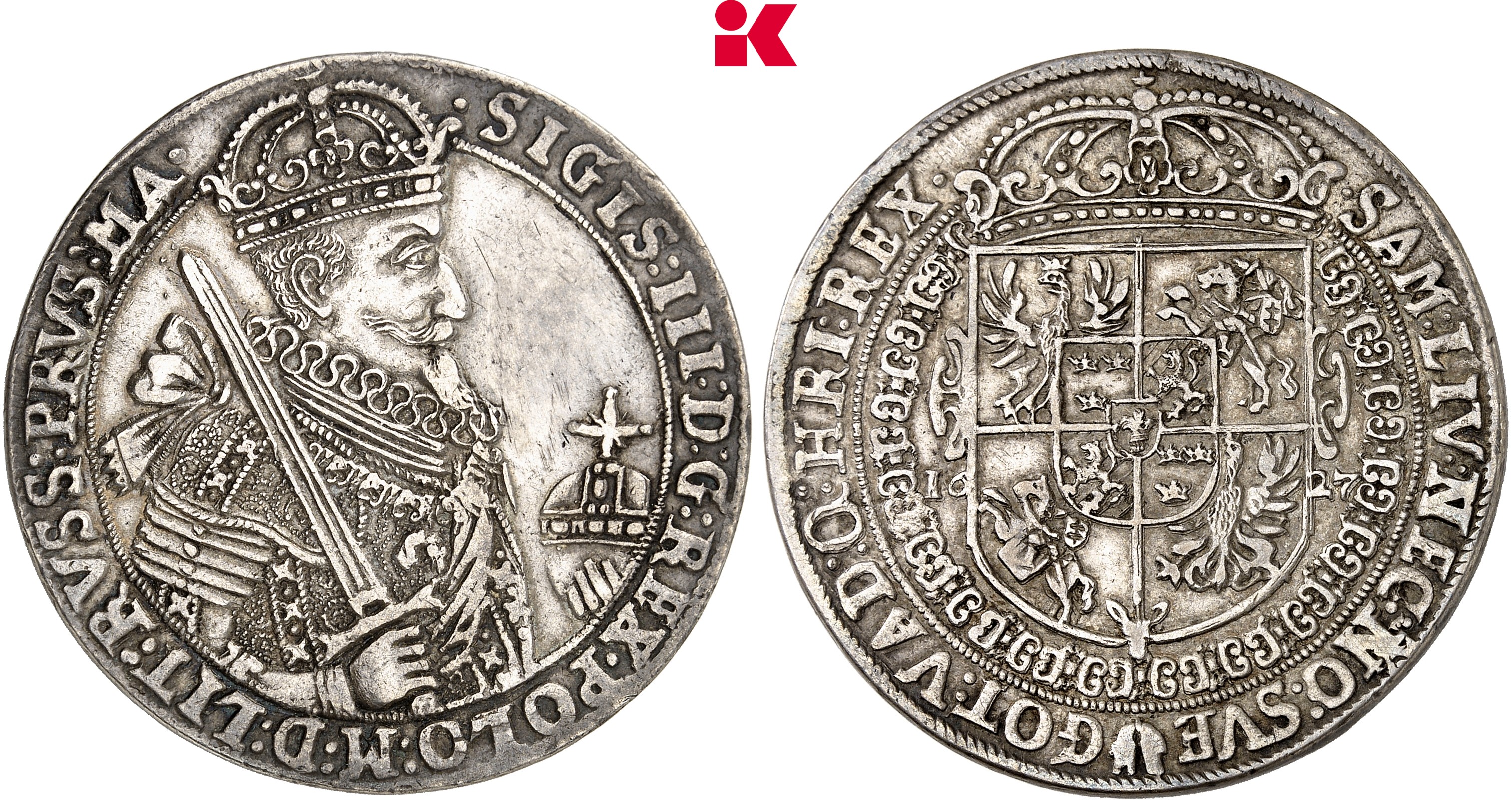 POLEN KÖNIGREICH Sigismund III., 1587-1632. Reichstaler 1627, Bromberg.
