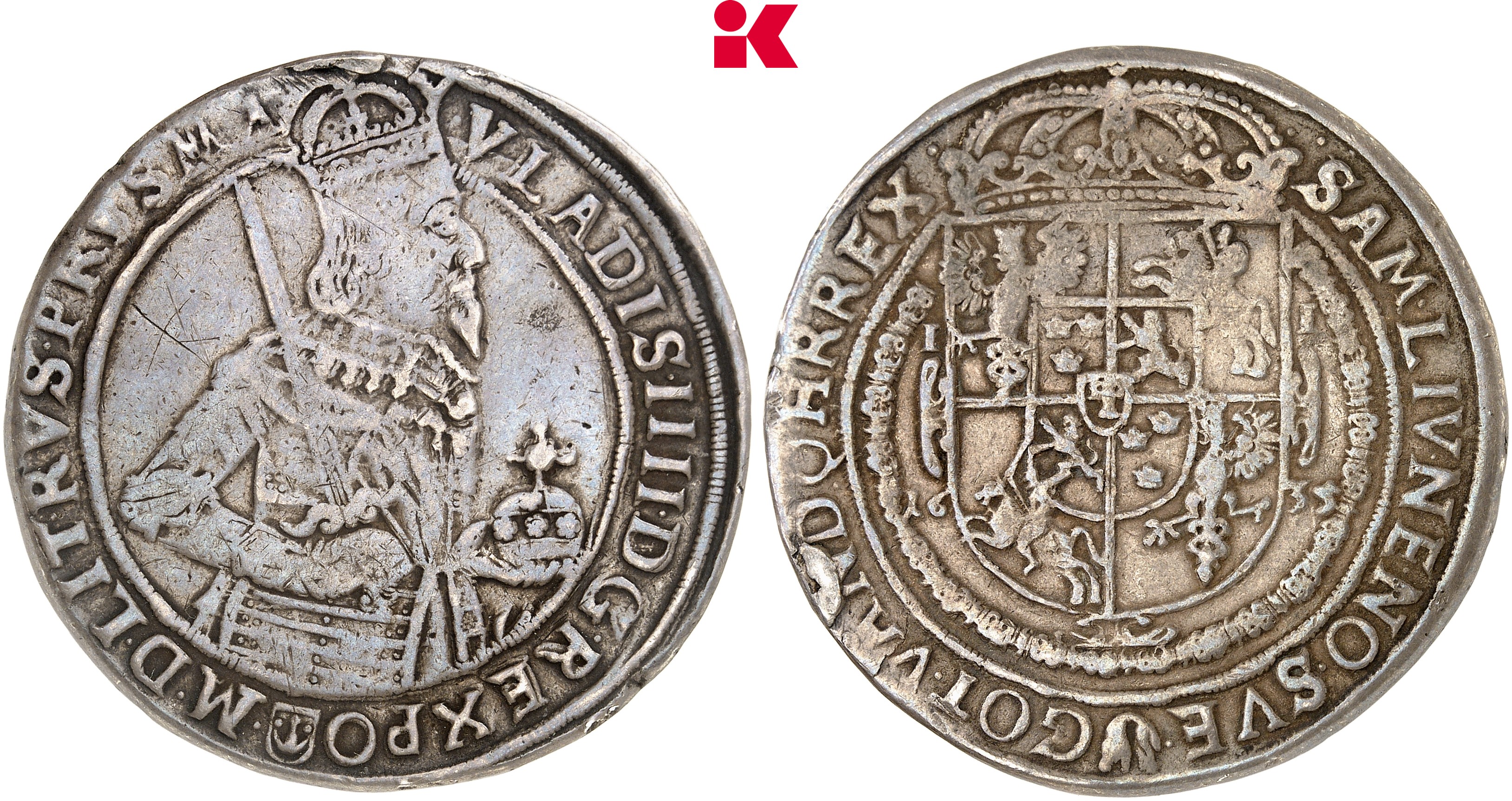 POLEN KÖNIGREICH Wladislaw IV., 1632-1648. Reichstaler 1635 I-I, Bromberg.