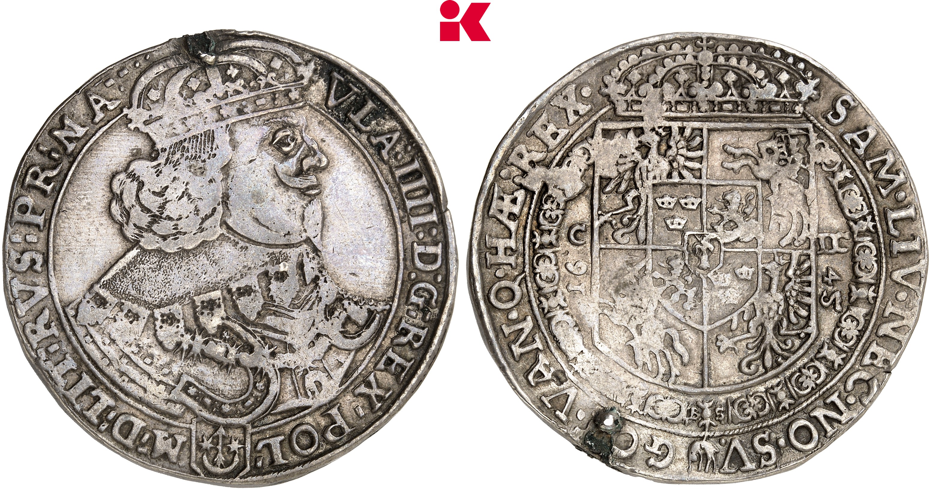 POLEN KÖNIGREICH Wladislaw IV., 1632-1648. Reichstaler 1645 C-DC, Krakau.