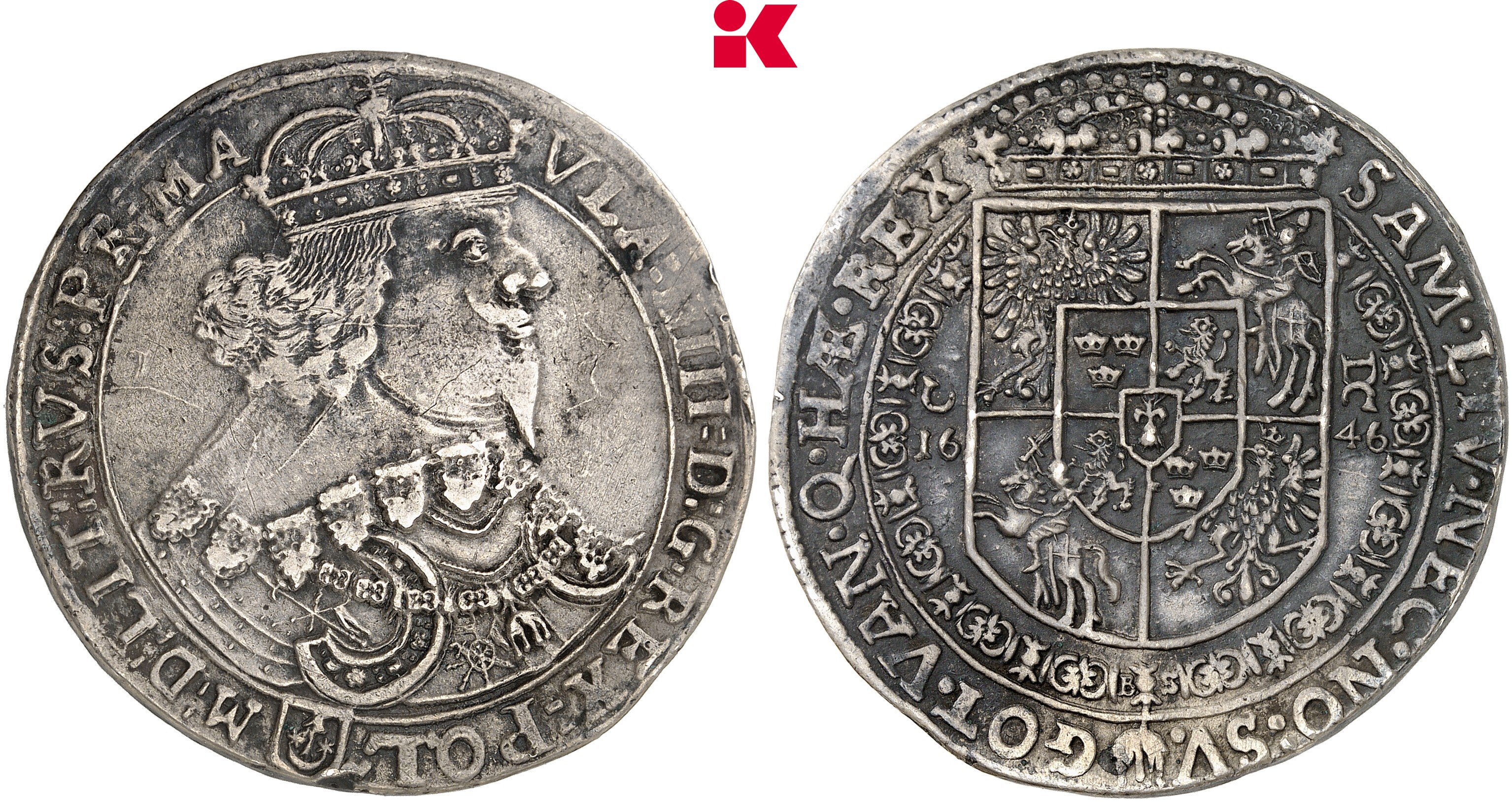 POLEN KÖNIGREICH Wladislaw IV., 1632-1648. Reichstaler 1646 C-DC, Krakau.