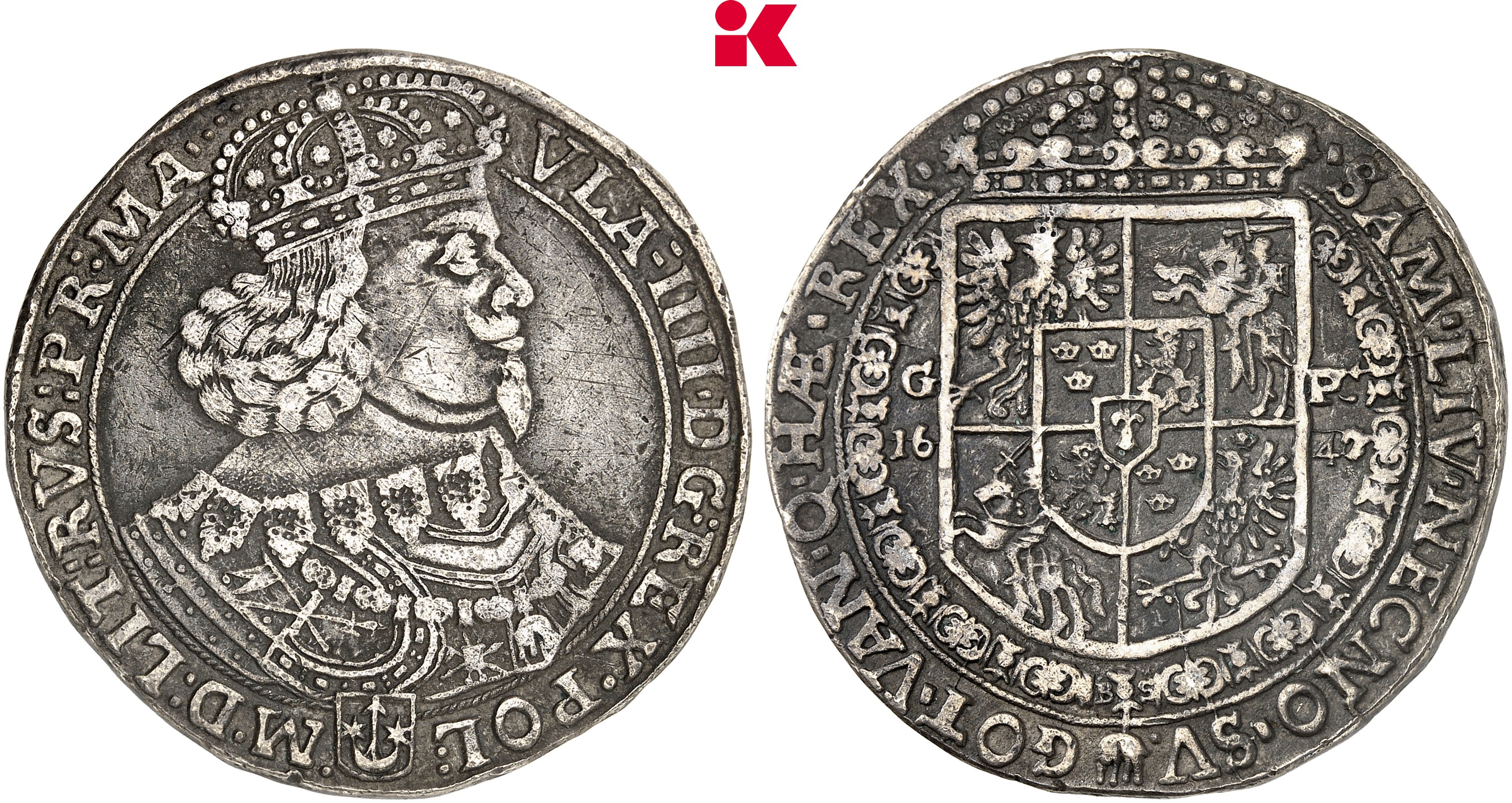 POLEN KÖNIGREICH Wladislaw IV., 1632-1648. Reichstaler 1647 G-P, Krakau.