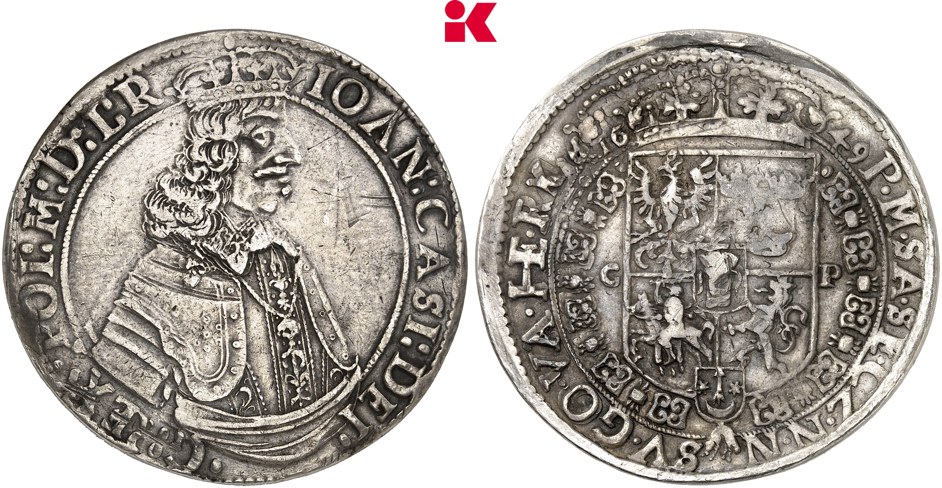 POLEN KÖNIGREICH Johann Kasimir, 1649-1668. Reichstaler 1649 C-P, Krakau.