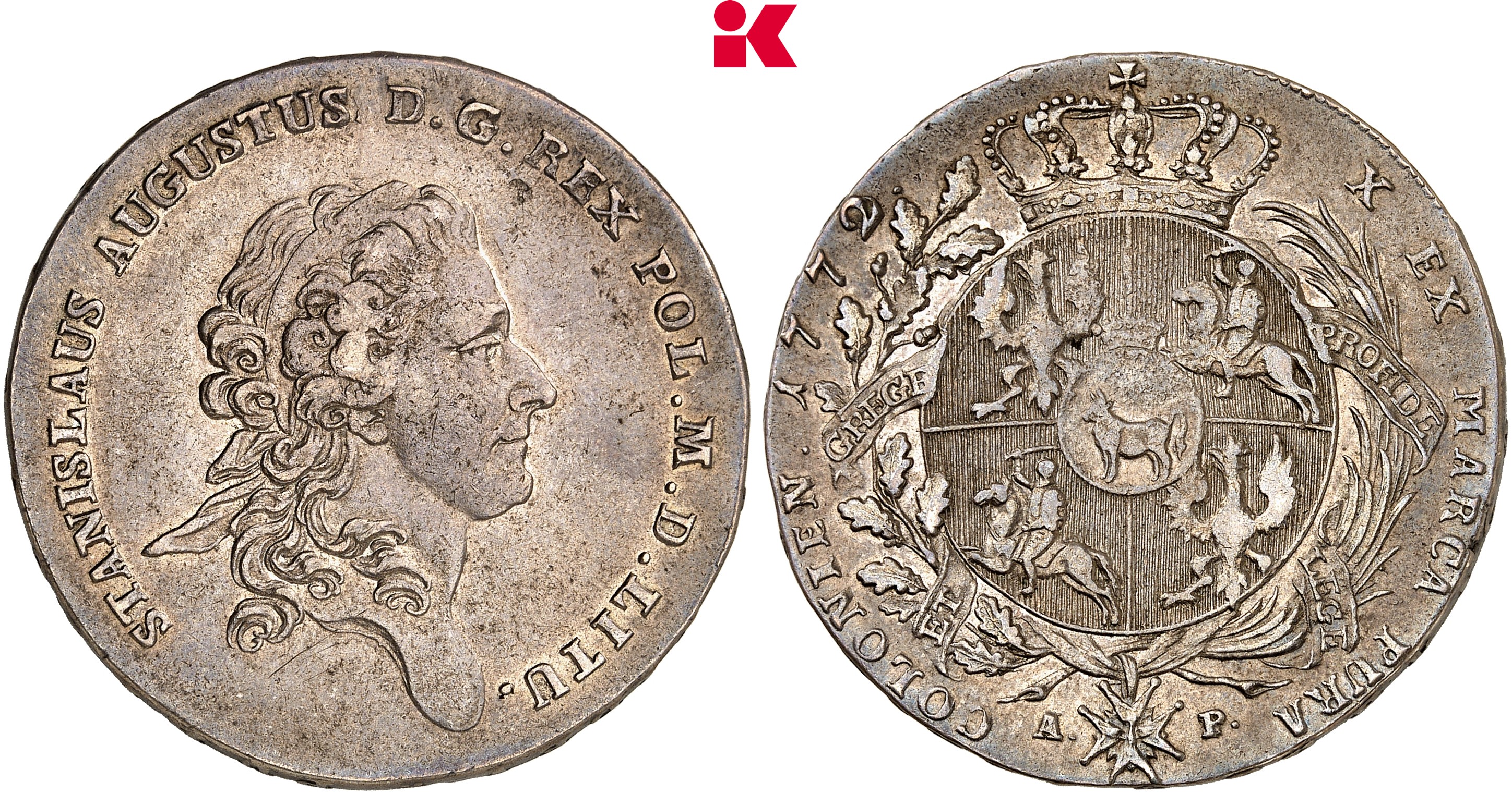 POLEN KÖNIGREICH Stanislaus August, 1764-1795. Konv.-Taler 1772 AP, Warschau.