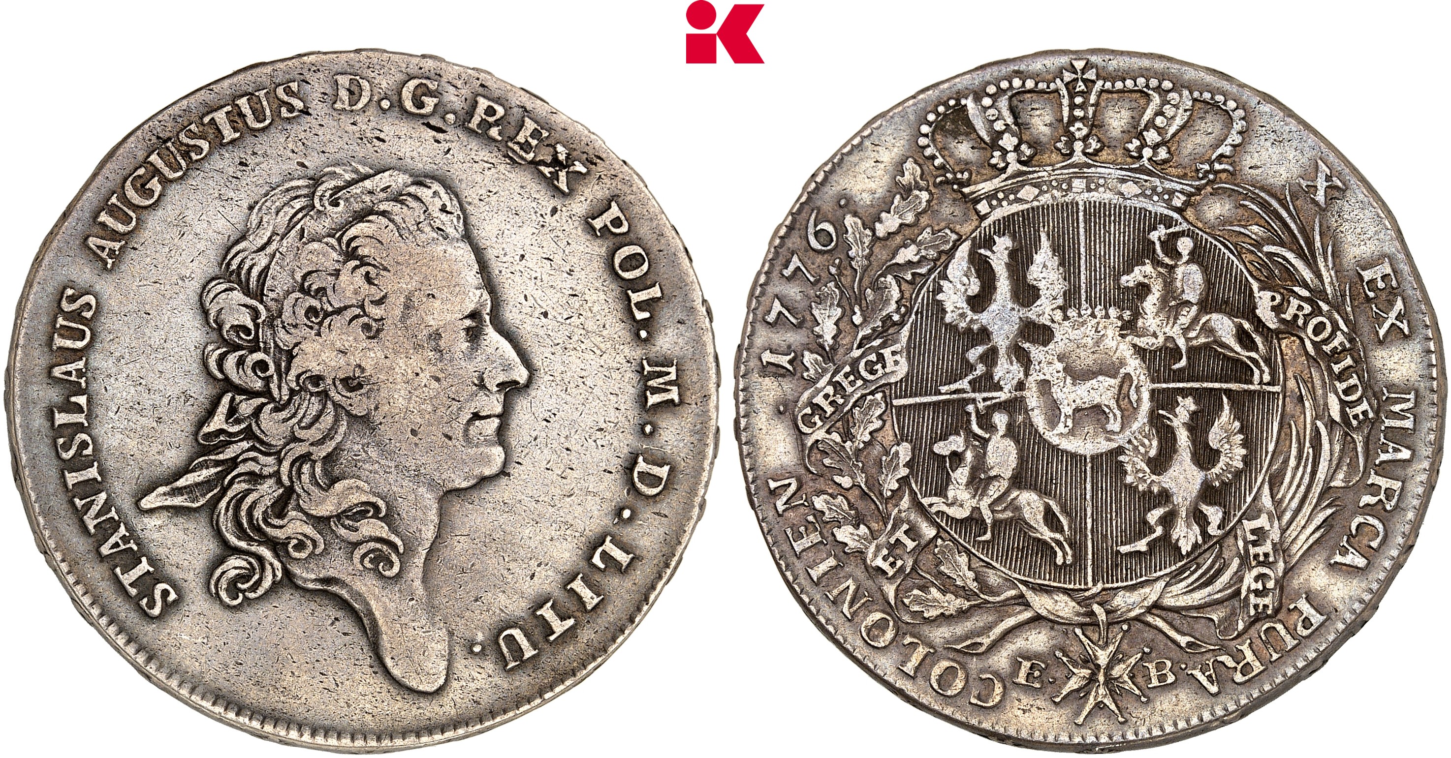POLEN KÖNIGREICH Stanislaus August, 1764-1795. Konv.-Taler 1776 E-B, Warschau.