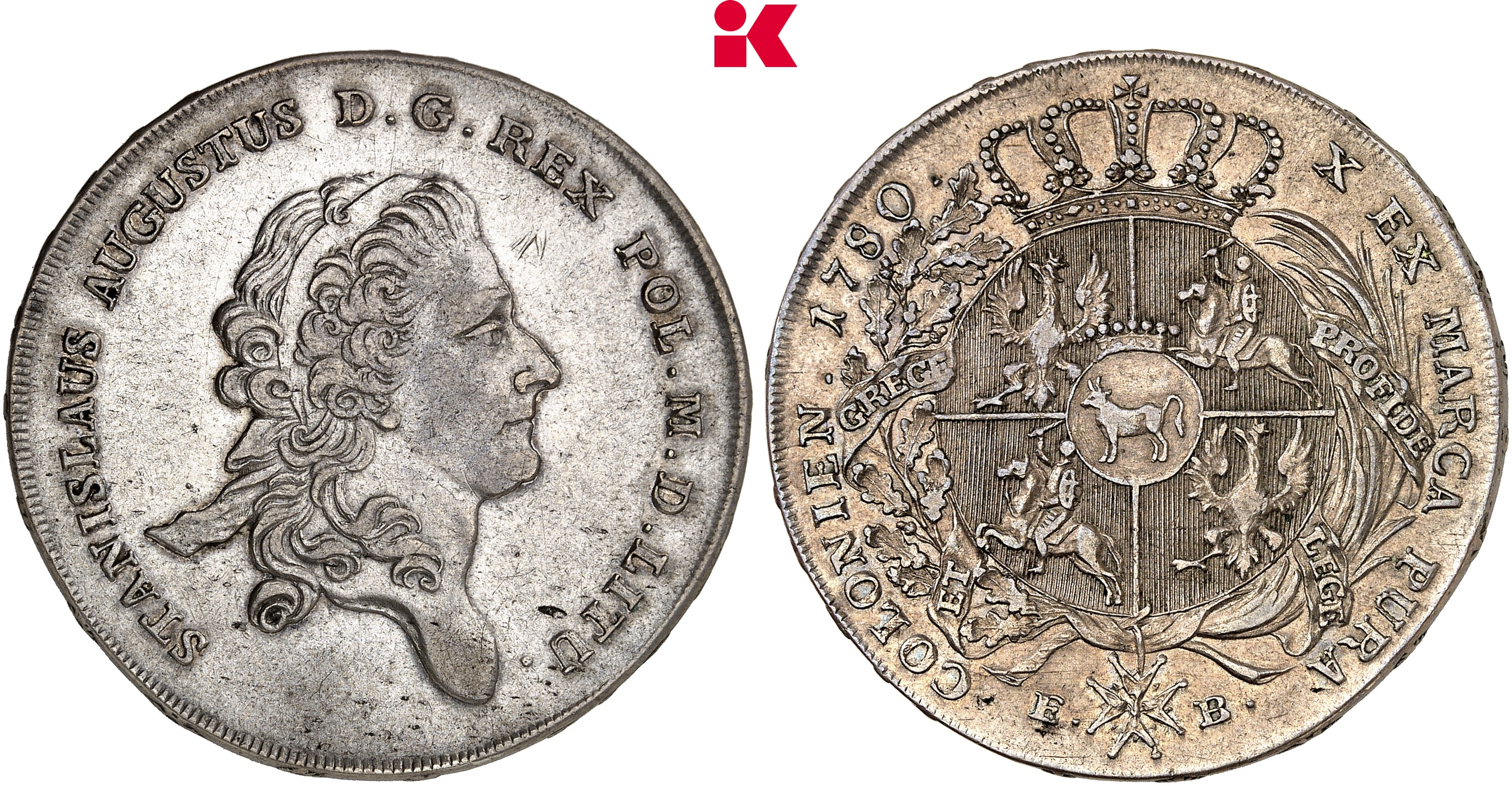 POLEN KÖNIGREICH Stanislaus August, 1764-1795. Konv.-Taler 1780 E-B, Warschau.
