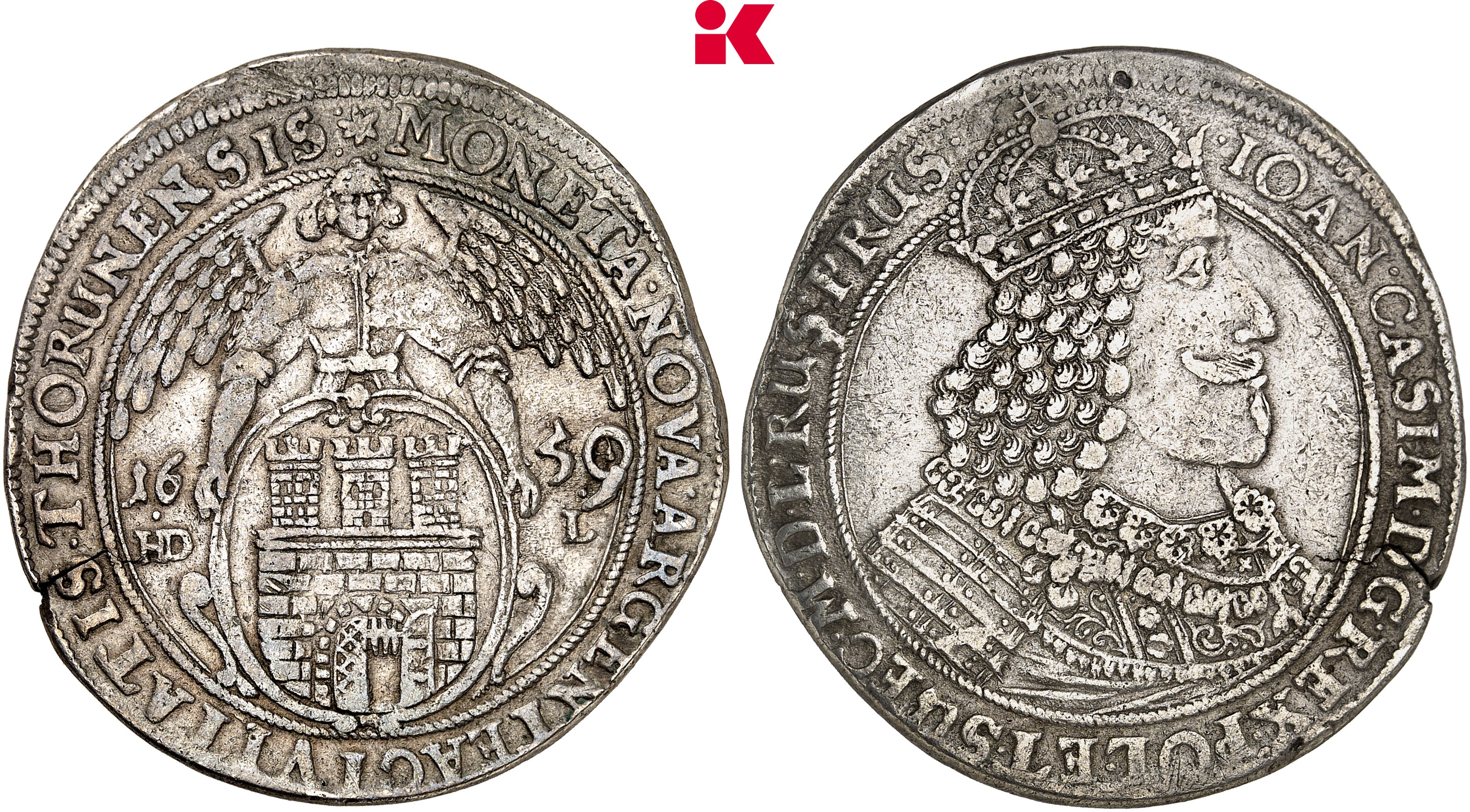 POLEN THORN Stadt. Reichstaler 1659 (Jahreszahl im Stempel aus 1650 geändert),