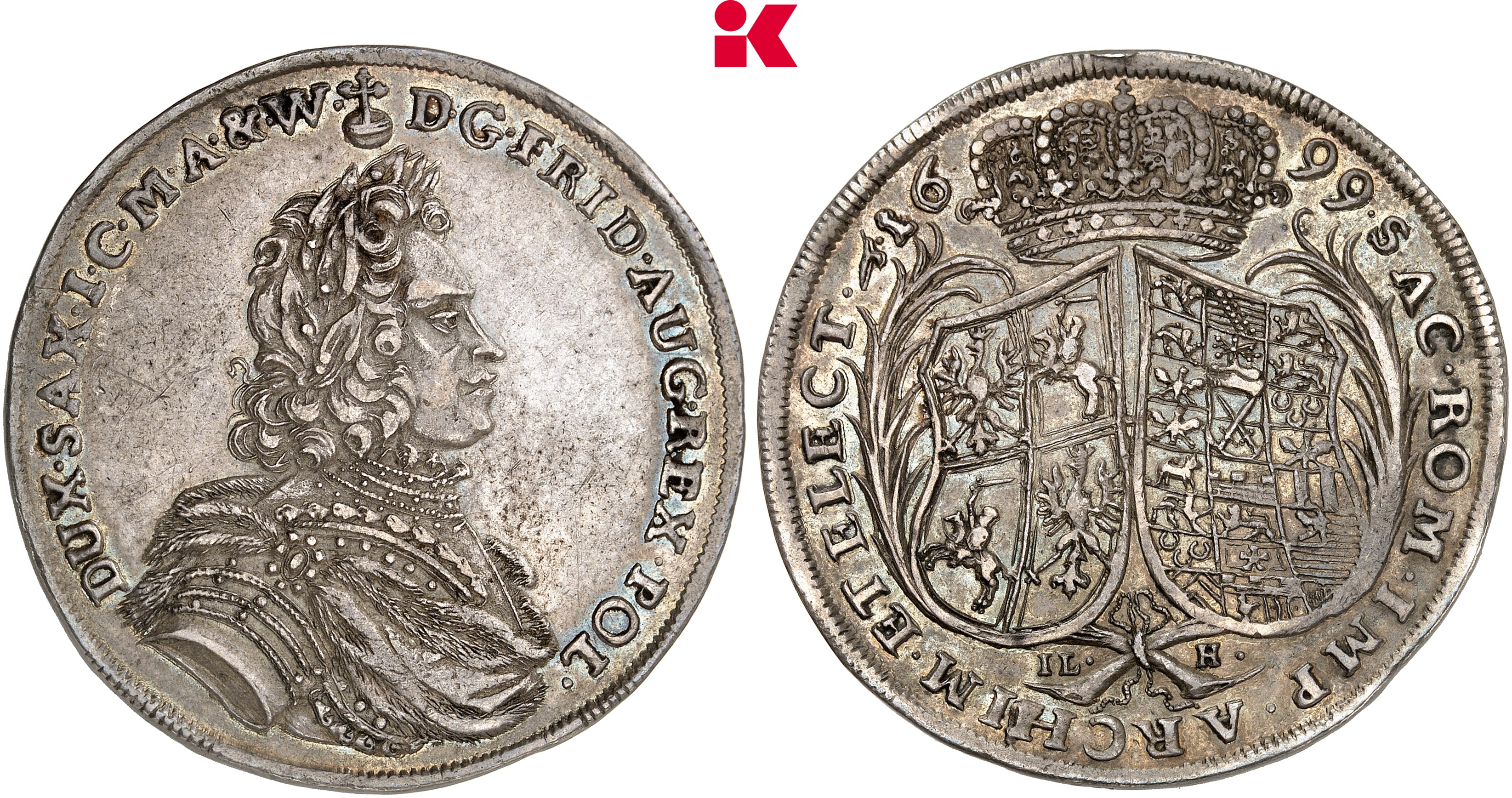 SACHSEN Friedrich August I., 1694-1733 (August der Starke). Reichstaler 1699, Dresden.