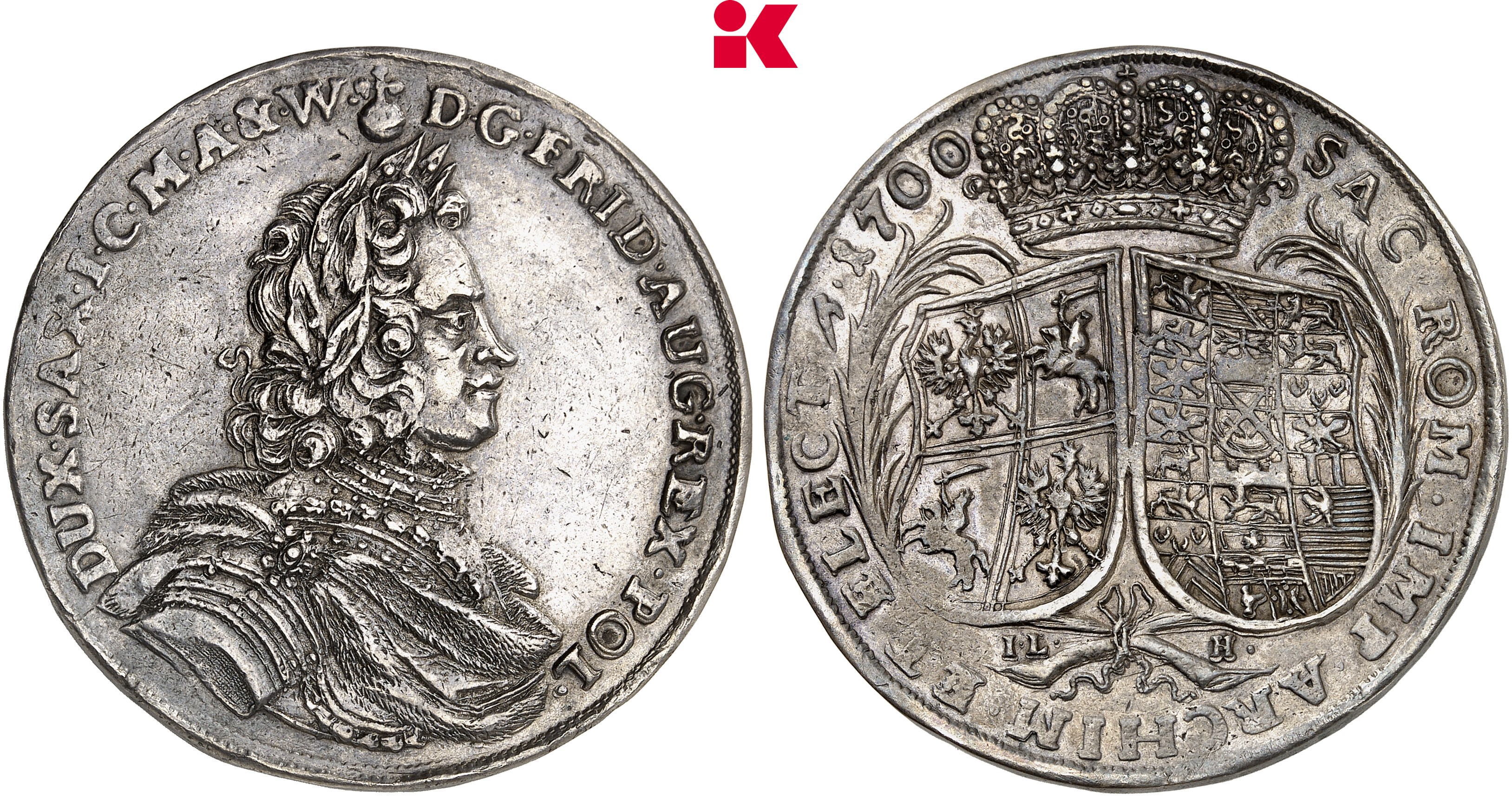 SACHSEN Friedrich August I., 1694-1733 (August der Starke). Reichstaler 1700, Dresden.