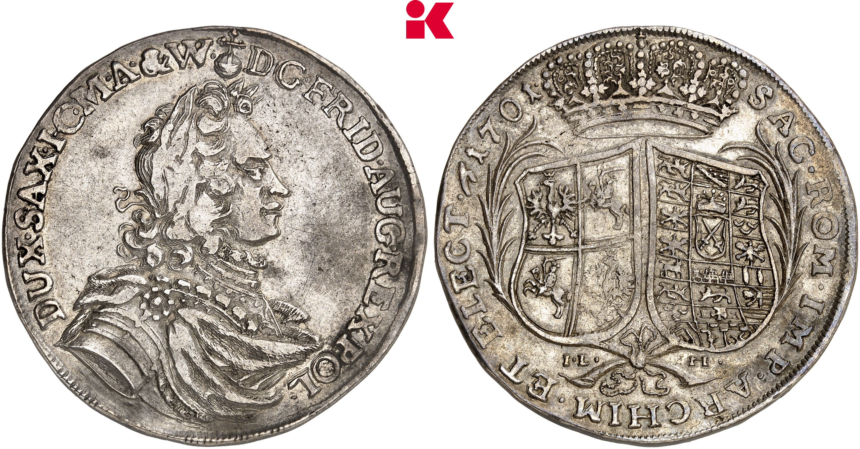 SACHSEN Friedrich August I., 1694-1733 (August der Starke). Reichstaler 1701, Dresden.