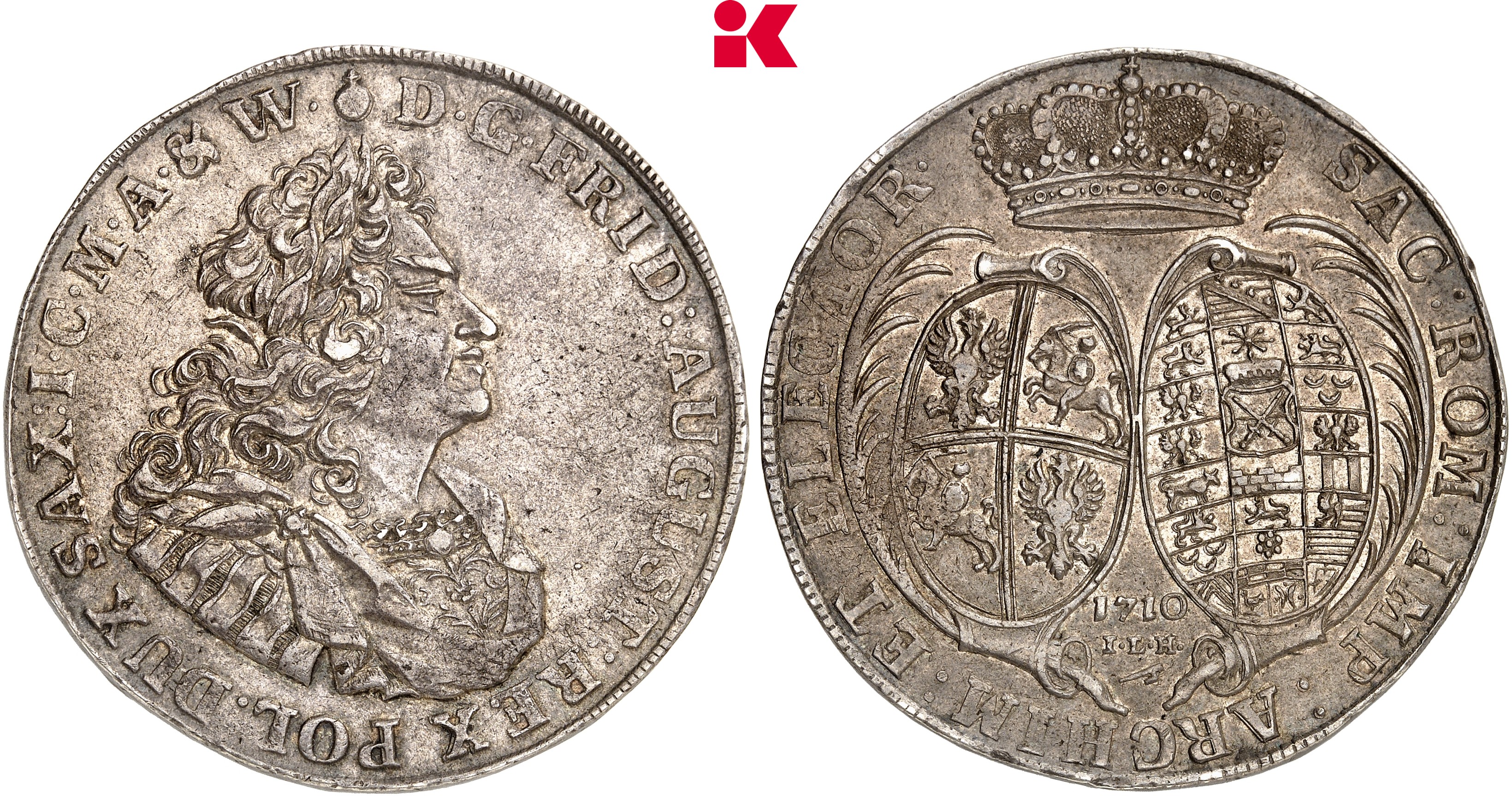 SACHSEN Friedrich August I., 1694-1733 (August der Starke). Reichstaler 1710, Dresden.