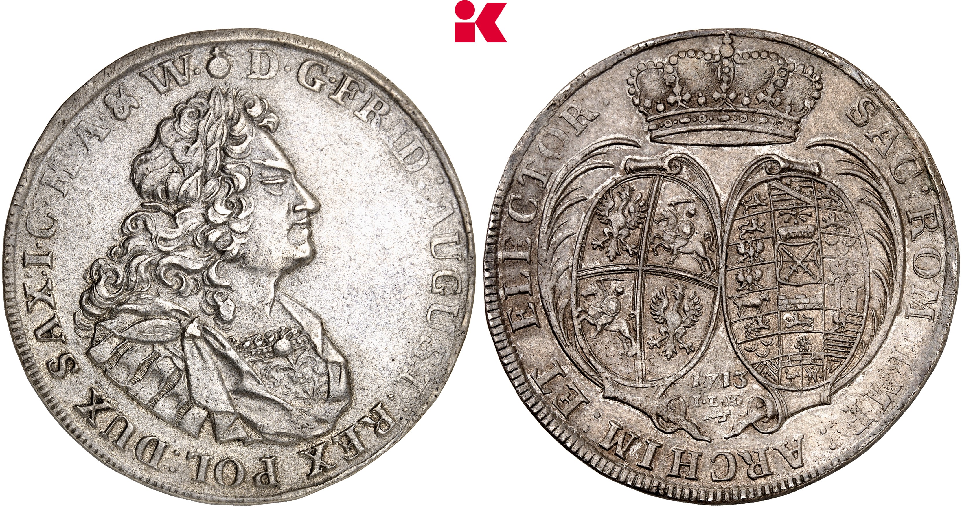 SACHSEN Friedrich August I., 1694-1733 (August der Starke). Reichstaler 1713, Dresden.