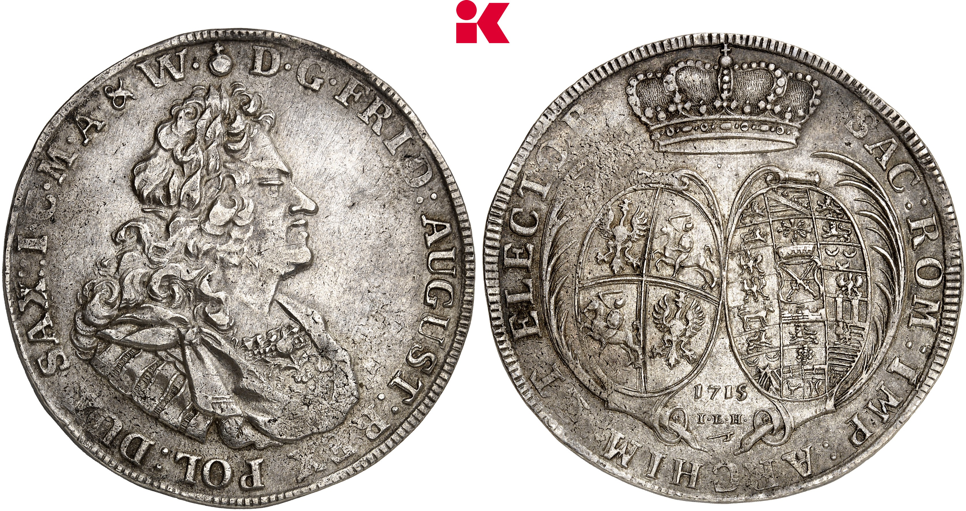 SACHSEN Friedrich August I., 1694-1733 (August der Starke). Reichstaler 1715, Dresden.