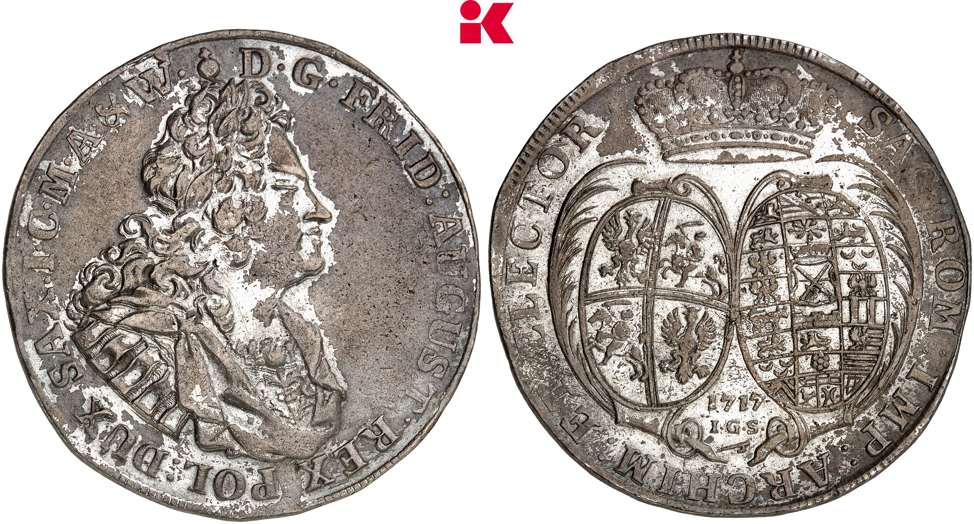 SACHSEN Friedrich August I., 1694-1733 (August der Starke). Reichstaler 1717, Dresden.