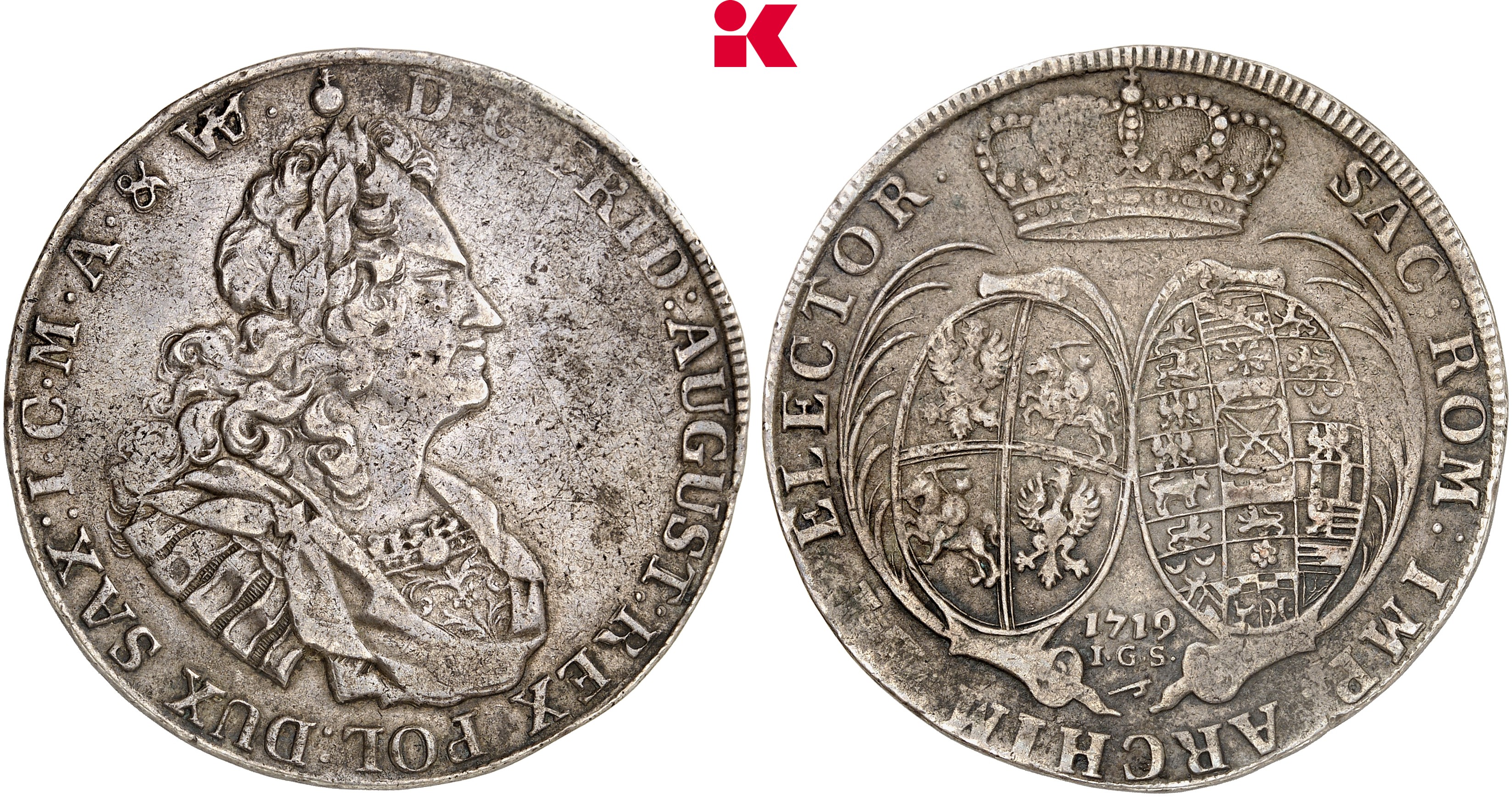 SACHSEN Friedrich August I., 1694-1733 (August der Starke). Reichstaler 1719, 1720, beide Münzstätte Dresden.