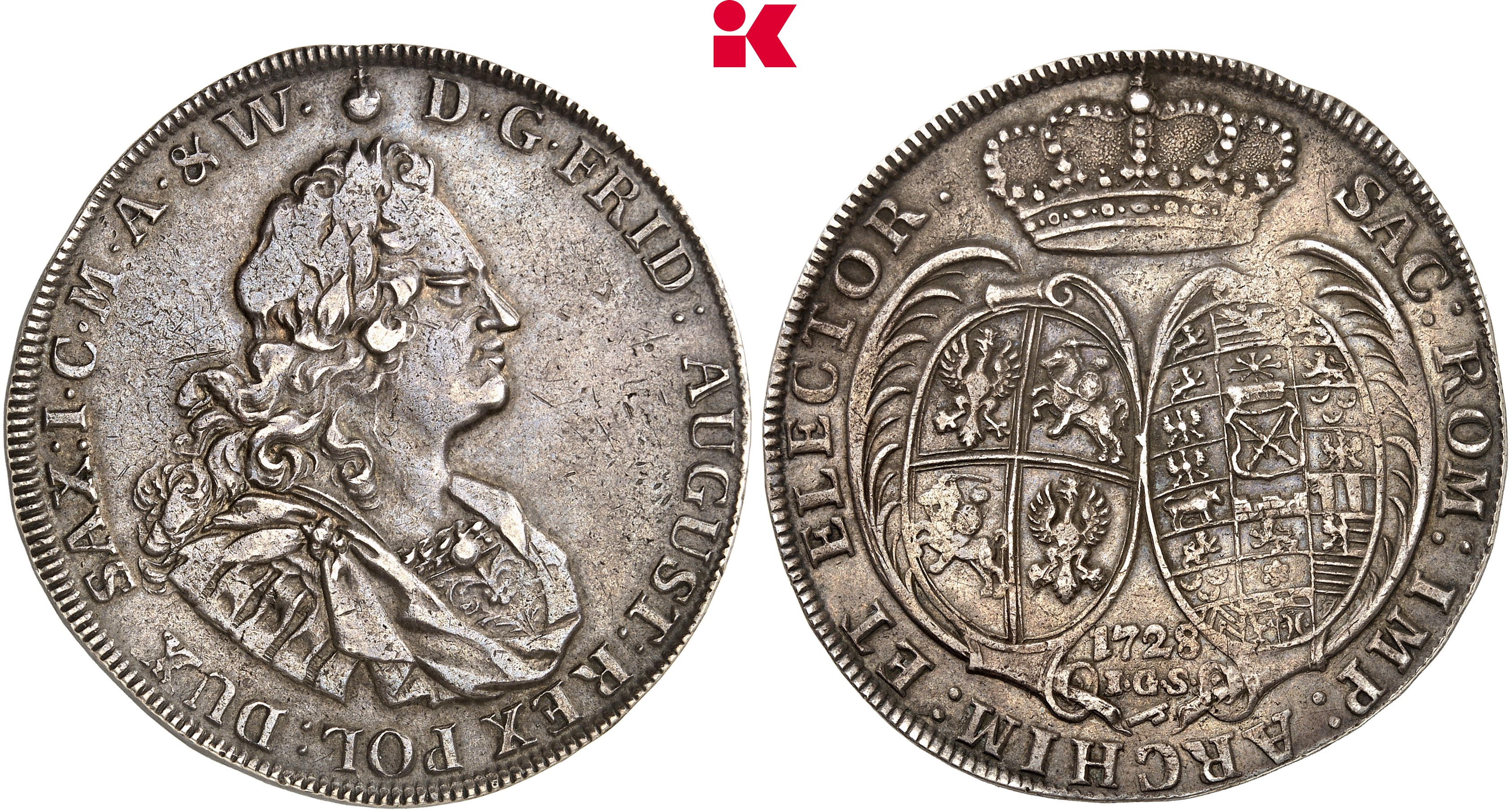 SACHSEN Friedrich August I., 1694-1733 (August der Starke). Reichstaler 1728, 1729, beide Münzstätte Dresden.