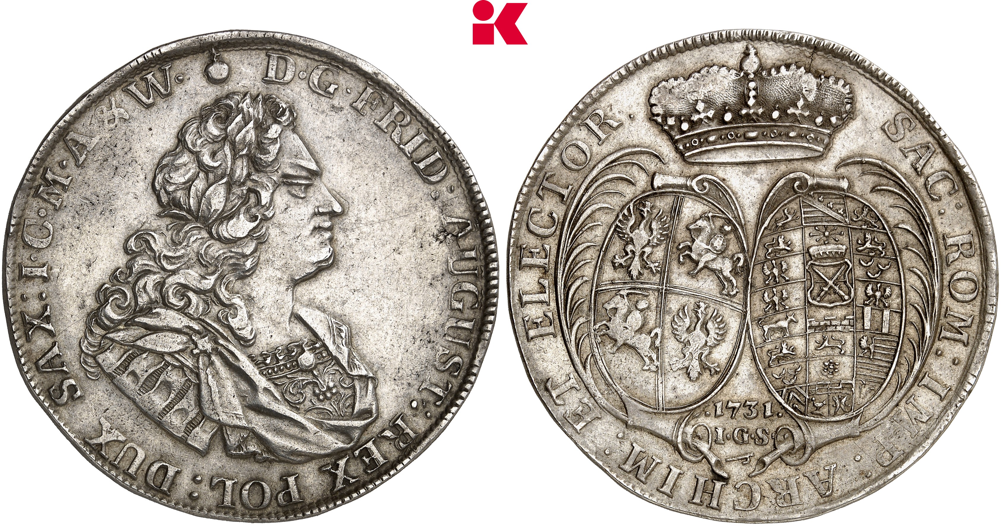 SACHSEN Friedrich August I., 1694-1733 (August der Starke). Reichstaler 1731, 1732, beide Münzstätte Dresden.